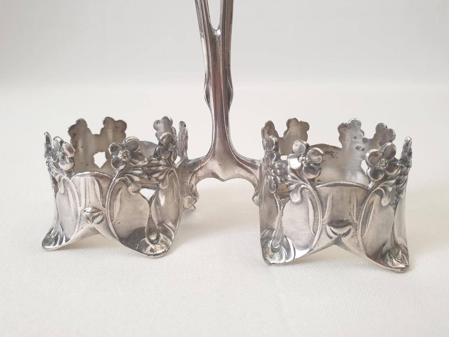 Rare Christofle Gallia Double Salt Cellars in Silver Plate and Glass - Art Nouveau Sauce Servers