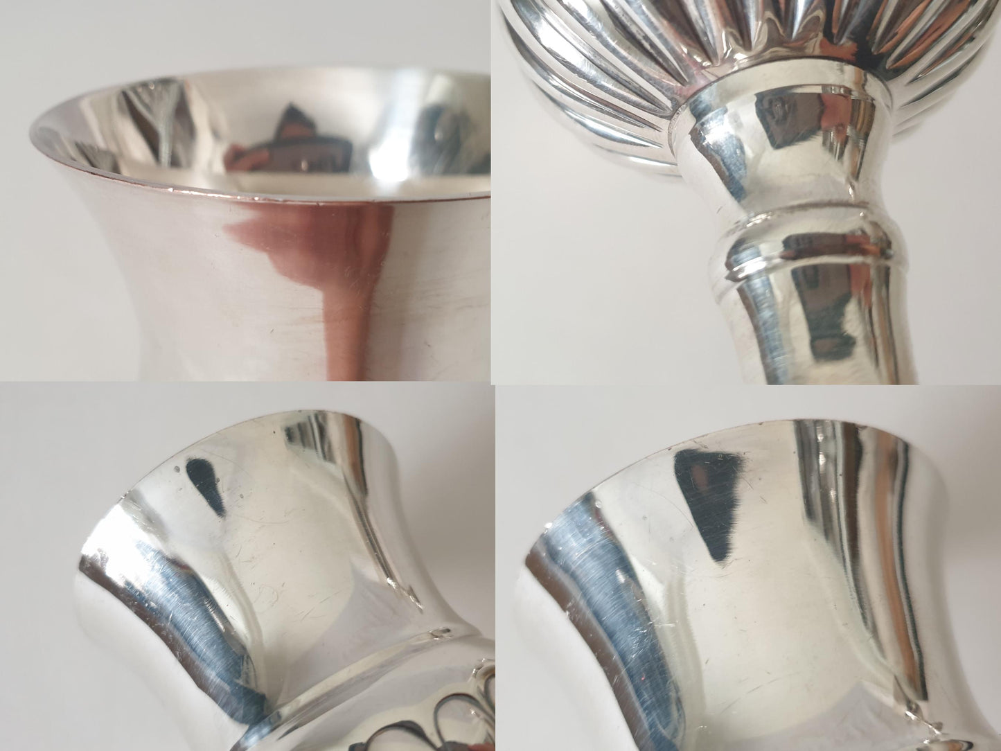 Pair of Georgian Silver Plated Goblets with Gilded Interior - Thistle Shaped Goblets