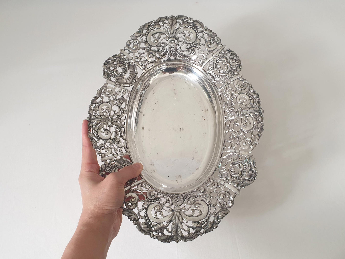 Large Silver Plated Repousse Centerpiece - Fruit or Flower Basket