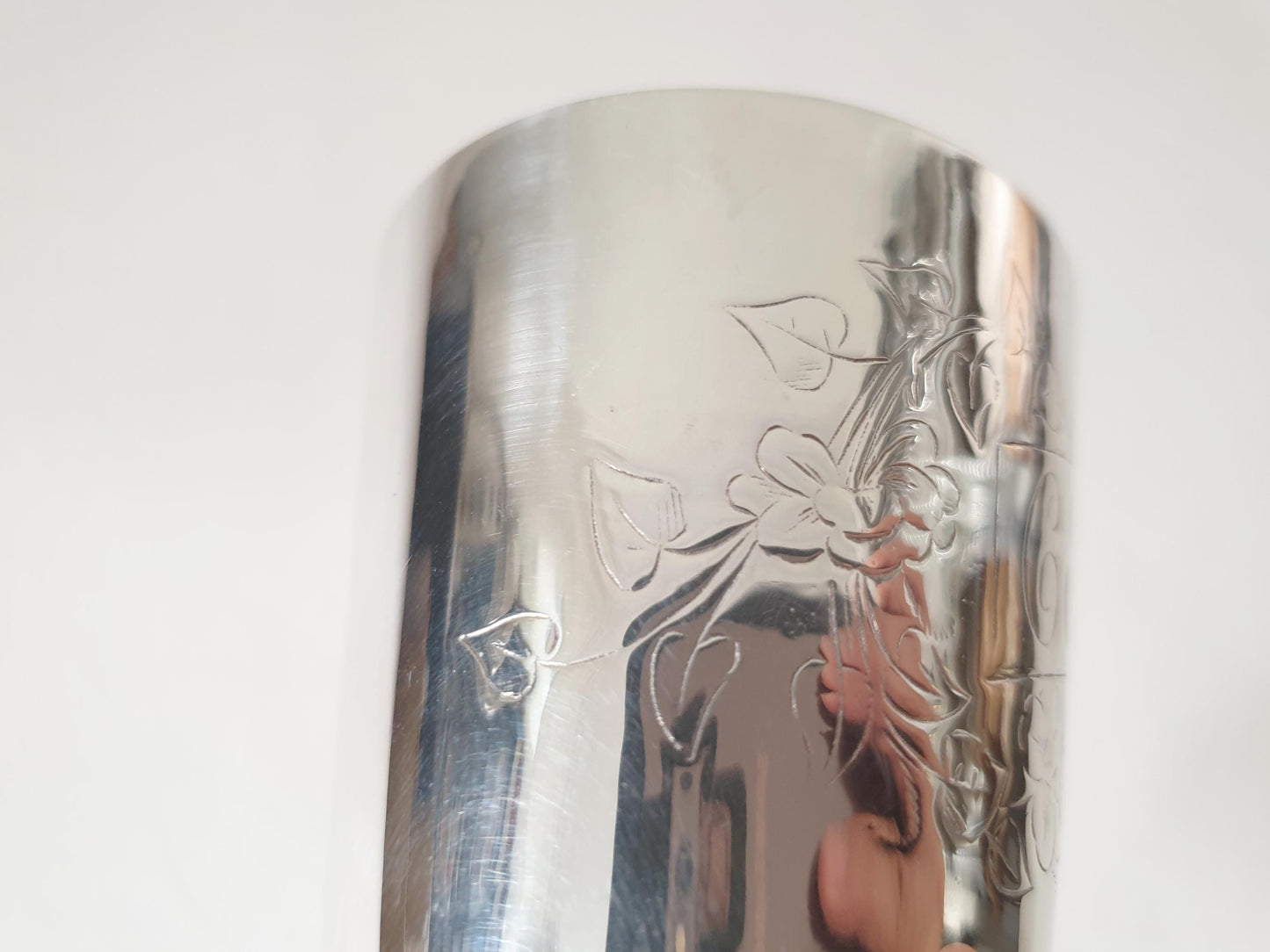 Vintage Silver Plated Tumbler with Floral Engraving