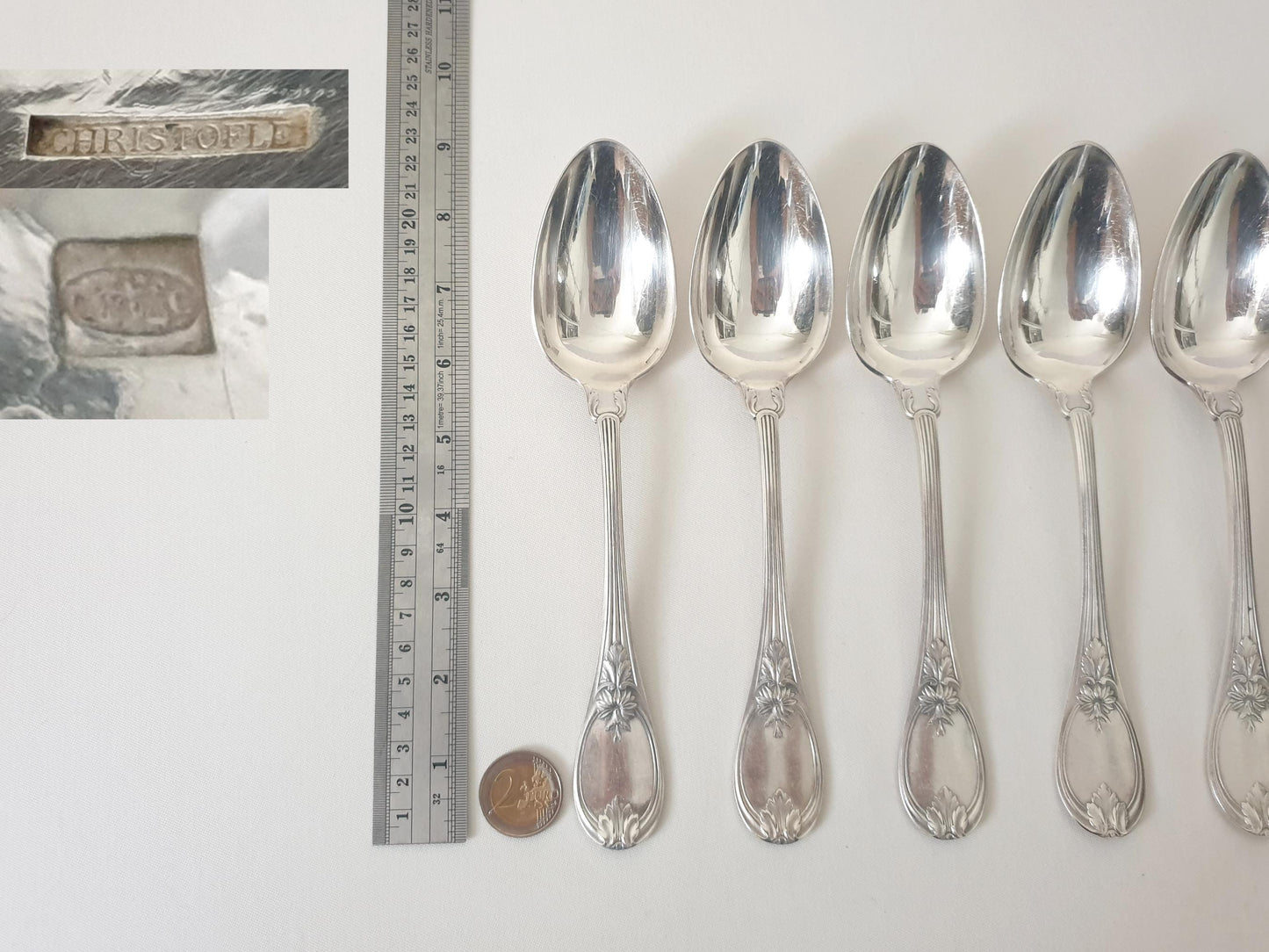 6 Christofle Silver Plated Table Spoons 'Trianon' Model - French Christofle Soup Spoons