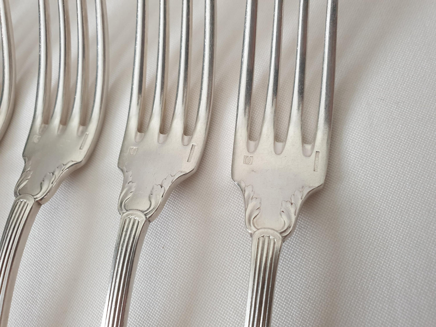 6 Christofle Silver Plated Table Forks 'Trianon' Model - French Christofle Dinner Forks