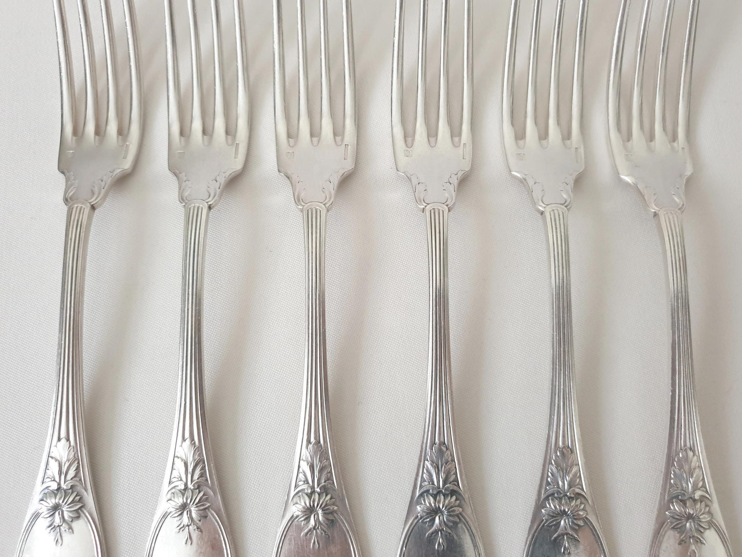 6 Christofle Silver Plated Table Forks 'Trianon' Model - French Christofle Dinner Forks