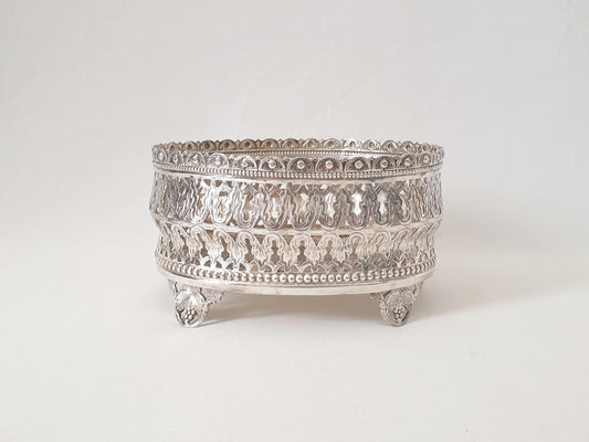 Small Silver-Plated Openwork Planter - Jardiniere with Grapevine Motif Legs