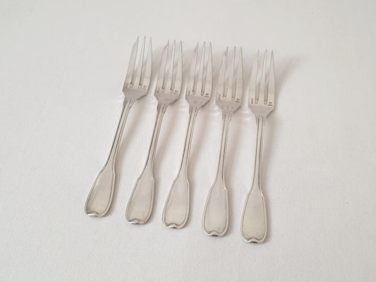 Set of 5 French Silver Plated Pastry Dessert Cake Forks 14cm