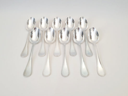 10 Christofle Silver Plated Table Spoons 'Pearls' Model - French Christofle Soup Spoons