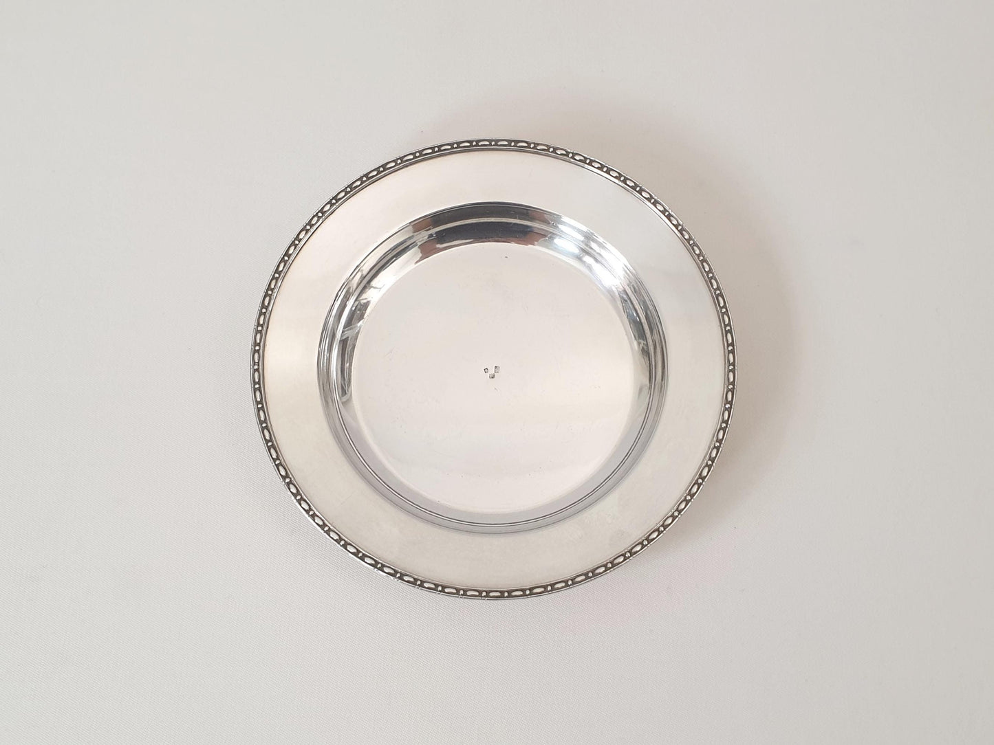 French Small Silver Plated Small Round Dish - Baby Porridge Food Plate or Small Trinket Dish