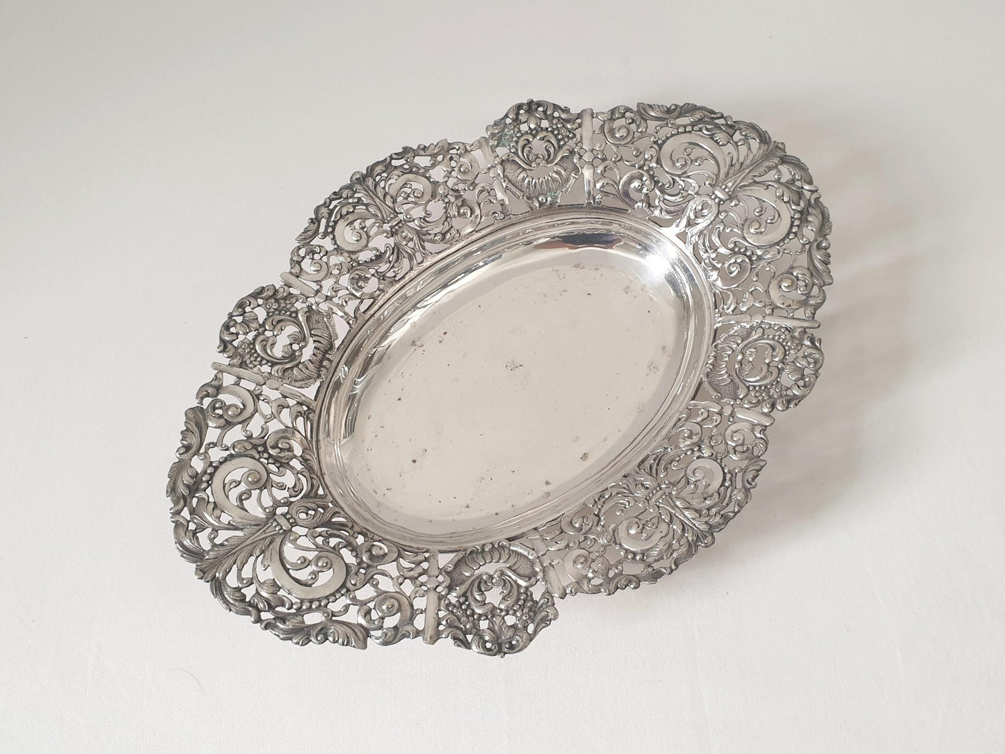 Large Silver Plated Repousse Centerpiece - Fruit or Flower Basket