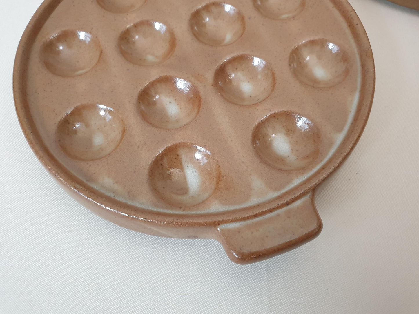 Pair of Brown Stoneware Escargot Dishes