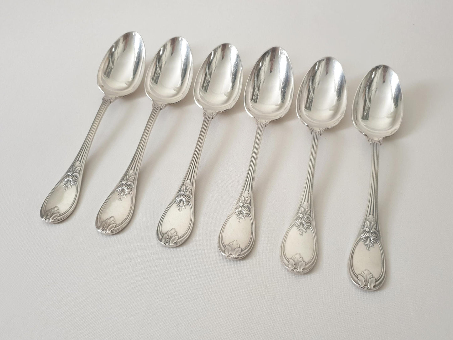 6 Christofle Silver Plated Table Spoons 'Trianon' Model - French Christofle Soup Spoons