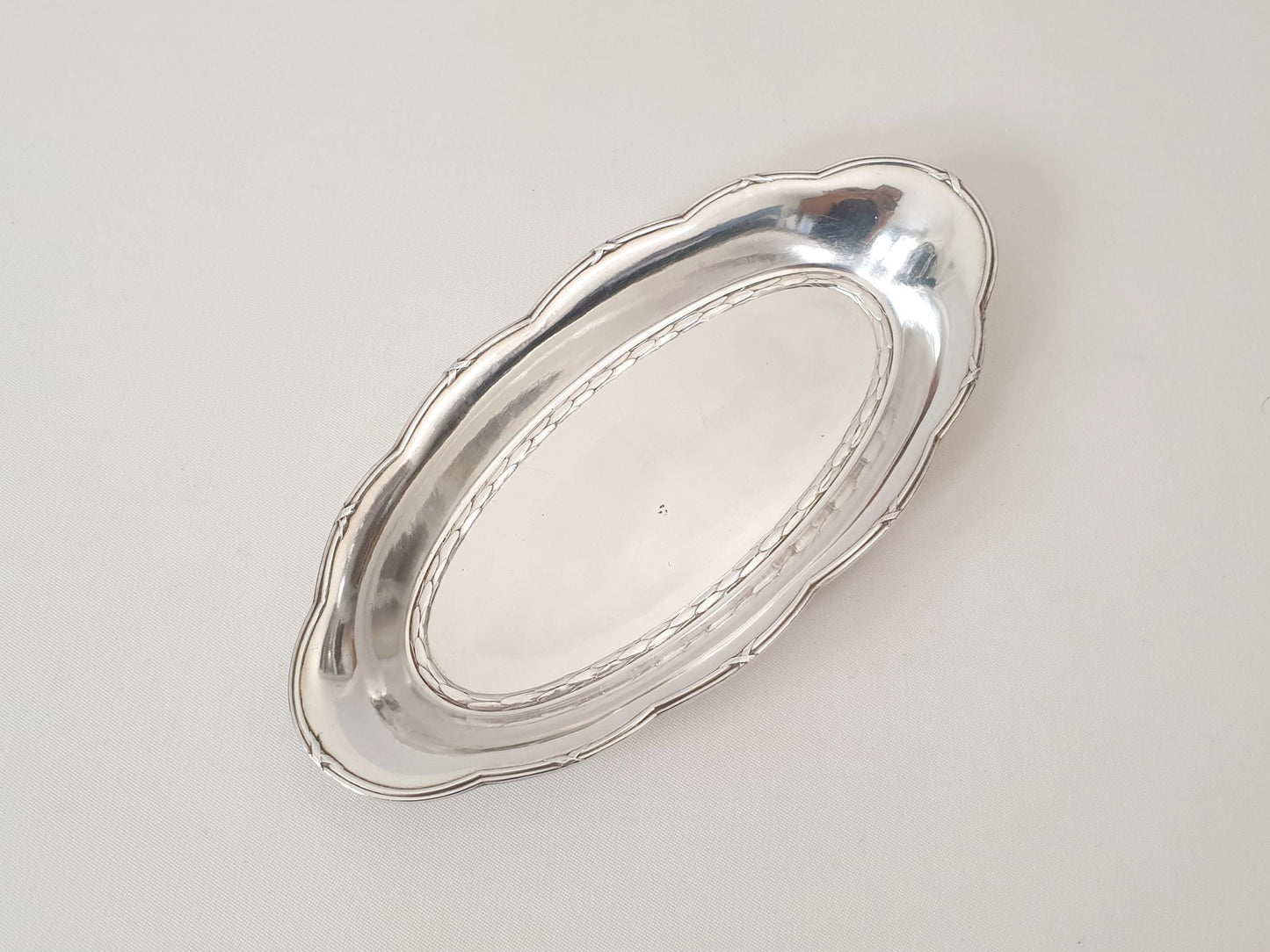 Antique Christofle Gallia Small Silver Plated Oval Pencil or Trinket Tray - Snuff Tray - Small Oval Dish