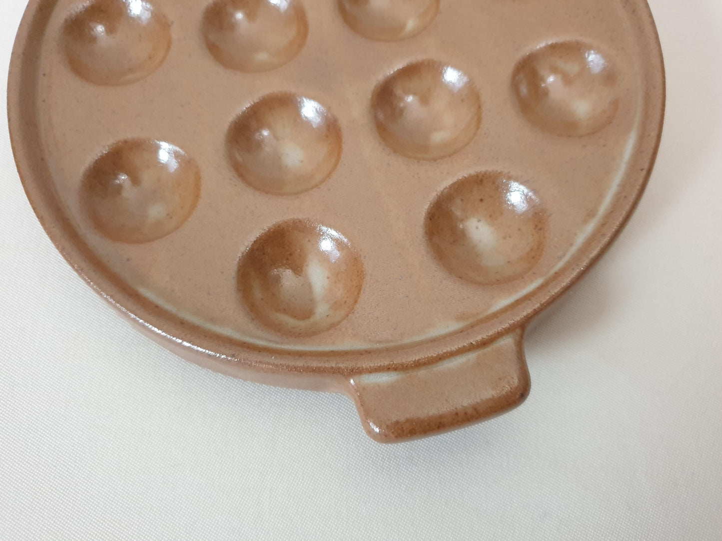 Pair of Brown Stoneware Escargot Dishes