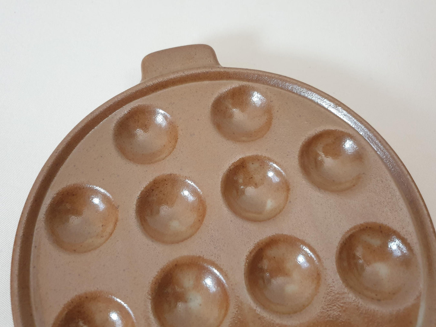 Pair of Brown Stoneware Escargot Dishes