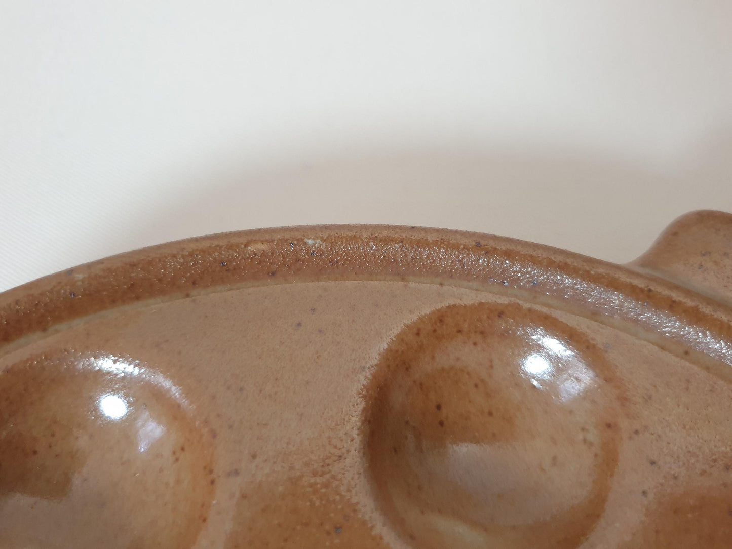 Pair of Brown Stoneware Escargot Dishes