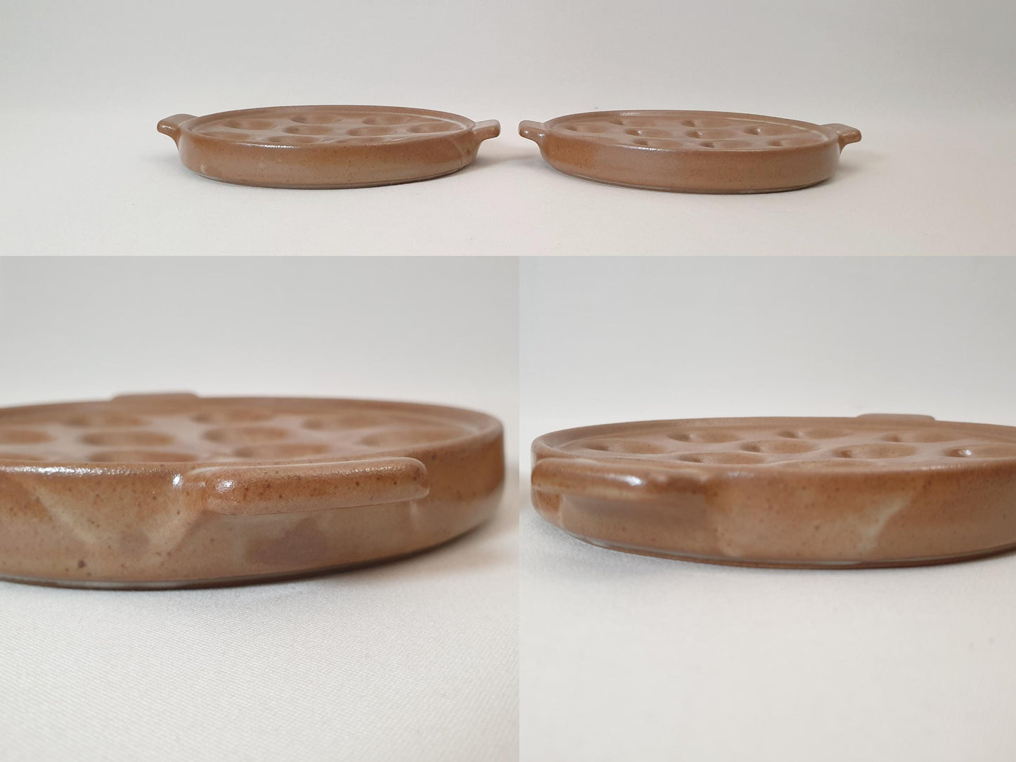 Pair of Brown Stoneware Escargot Dishes