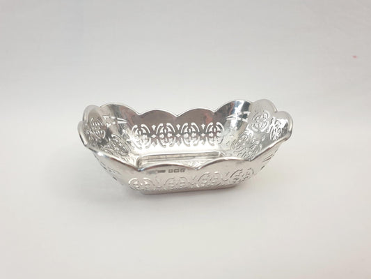 Antique English 925 Sterling Silver Pierced Small Dish - Birmingham 1916 by Levi & Salaman - Silver Ring Dish or Bon Bon Dish - Nut dish