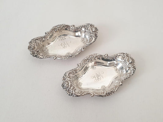 Pair of Antique Sterling Silver Small Ring Dishes or Bon Bon Dishes by R. Wallace & Sons