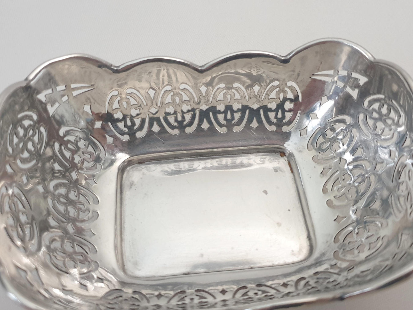 Antique English 925 Sterling Silver Pierced Small Dish - Birmingham 1916 by Levi & Salaman - Silver Ring Dish or Bon Bon Dish - Nut dish