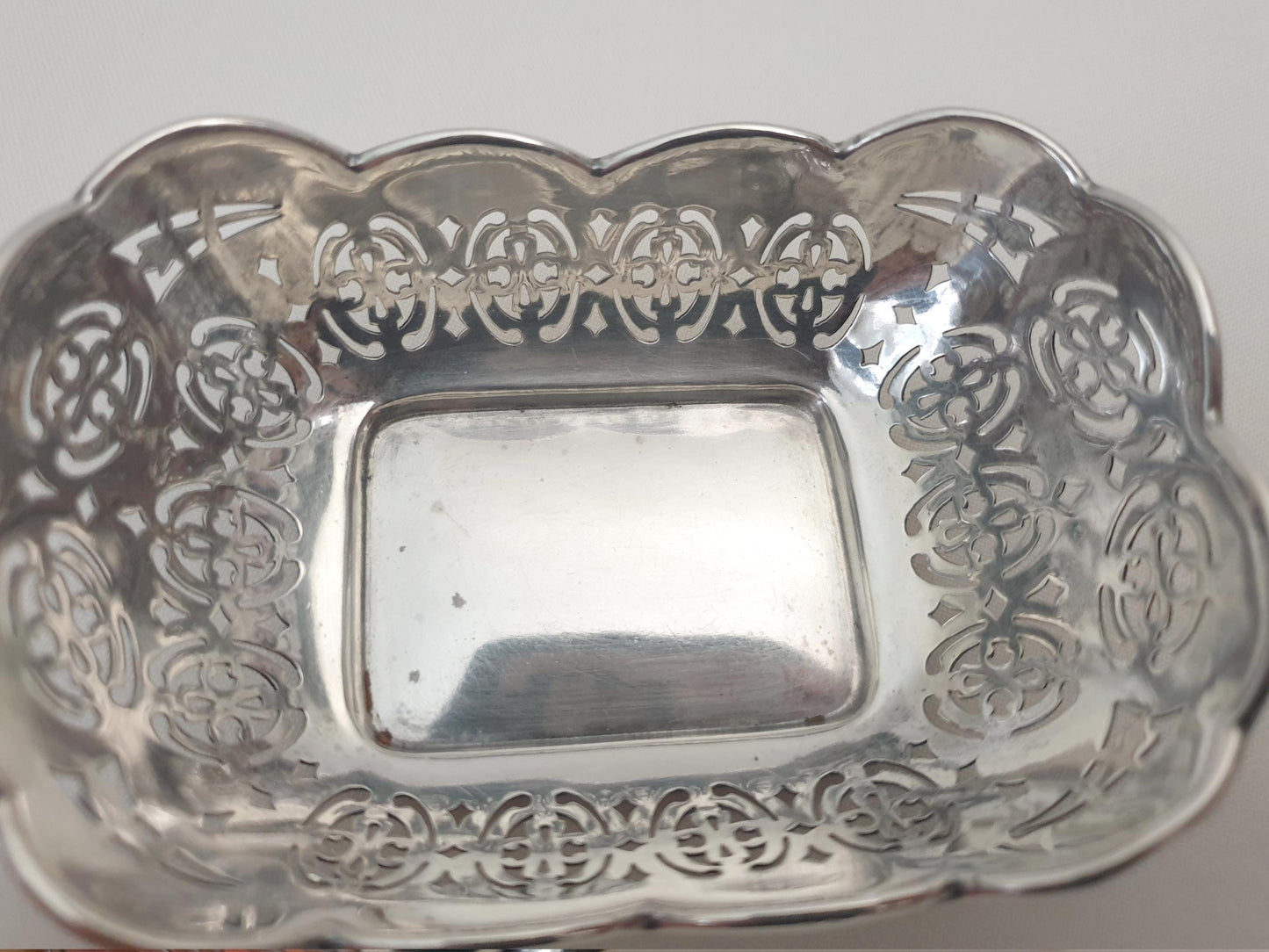 Antique English 925 Sterling Silver Pierced Small Dish - Birmingham 1916 by Levi & Salaman - Silver Ring Dish or Bon Bon Dish - Nut dish