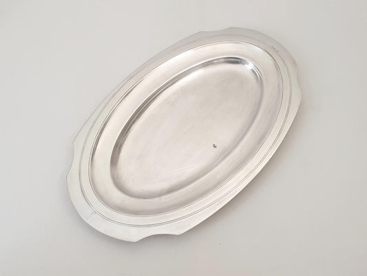 French Large Silver Plated Oval Serving Tray by Bouillet Bourdelle