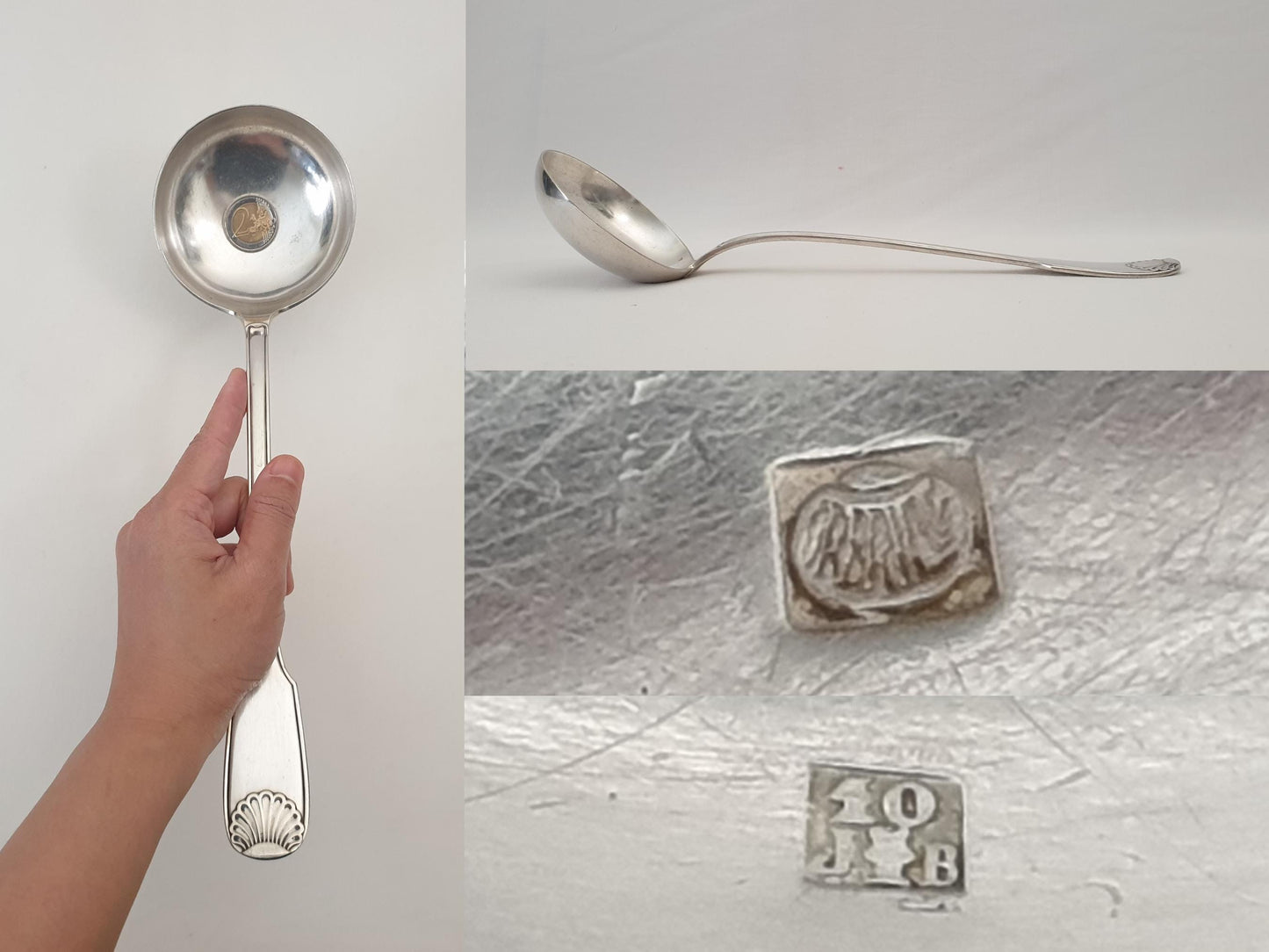 French Vintage Silver Plated Soup Ladle Shell Model by Orbrille