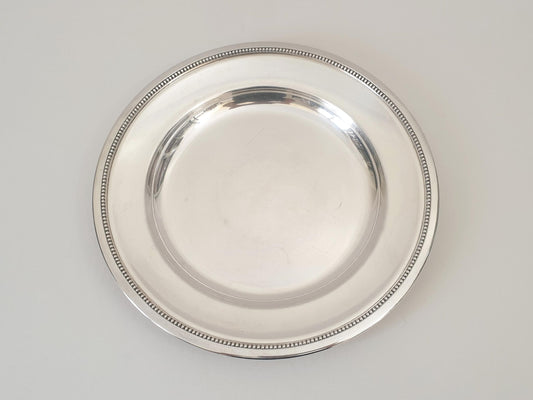 Christofle Silver Plated 32.5cm Round Platter or Serving Tray Decorated with Strings of Pearls