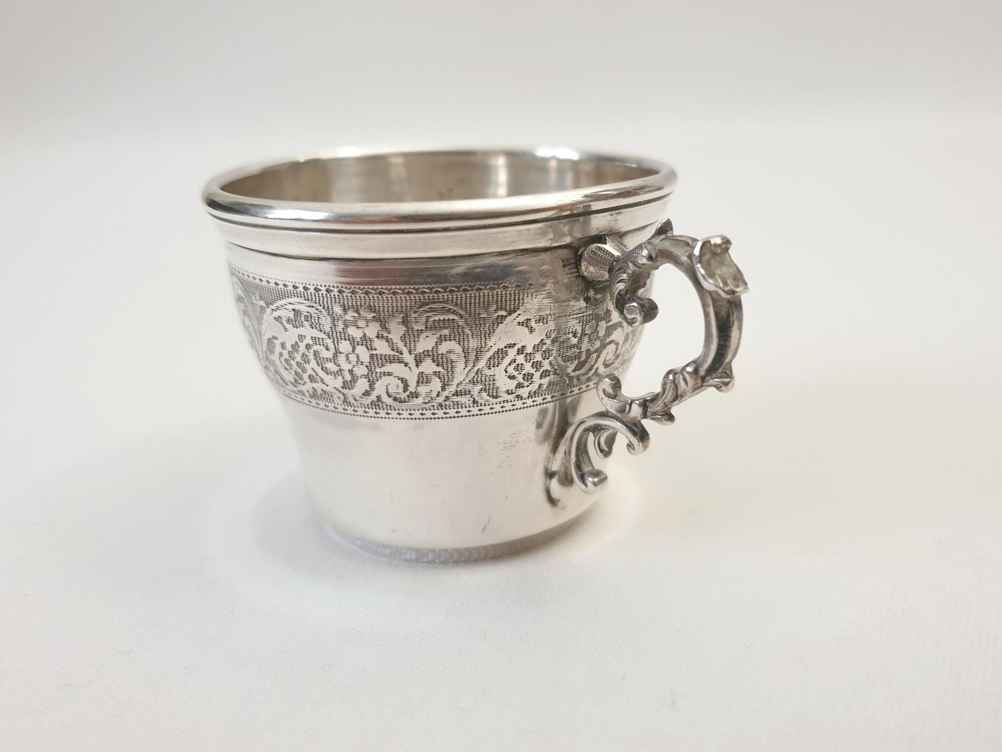 Antique French 950 Silver Espresso Cup and Saucer - Small Demitasse Silver Cup and Saucer