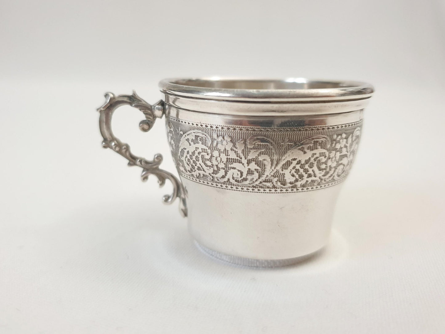 Antique French 950 Silver Espresso Cup and Saucer - Small Demitasse Silver Cup and Saucer