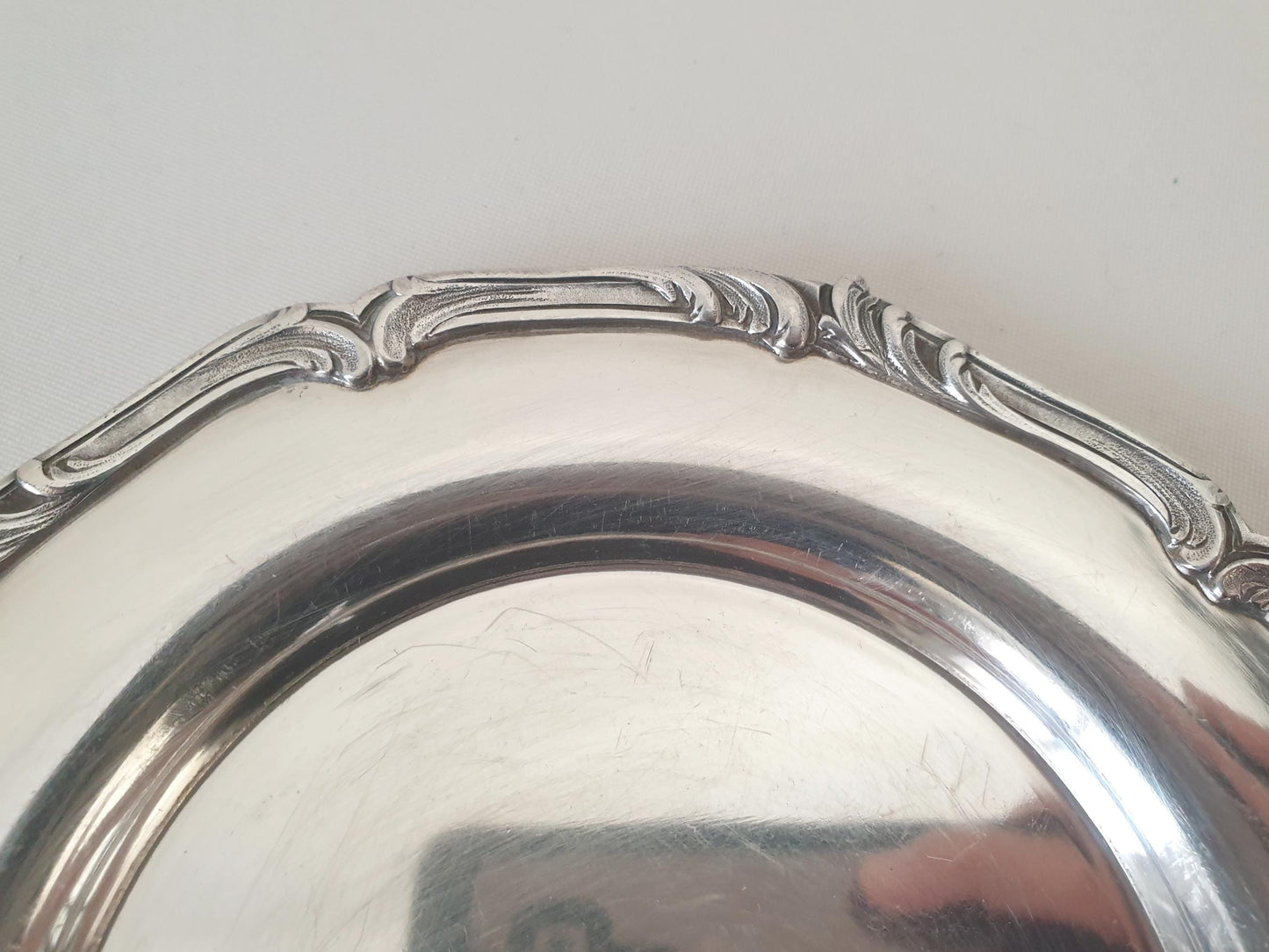 French Small Silver Plated Round Dish in Art Nouveau Design - Small Trinket Dish by Saglier Frères