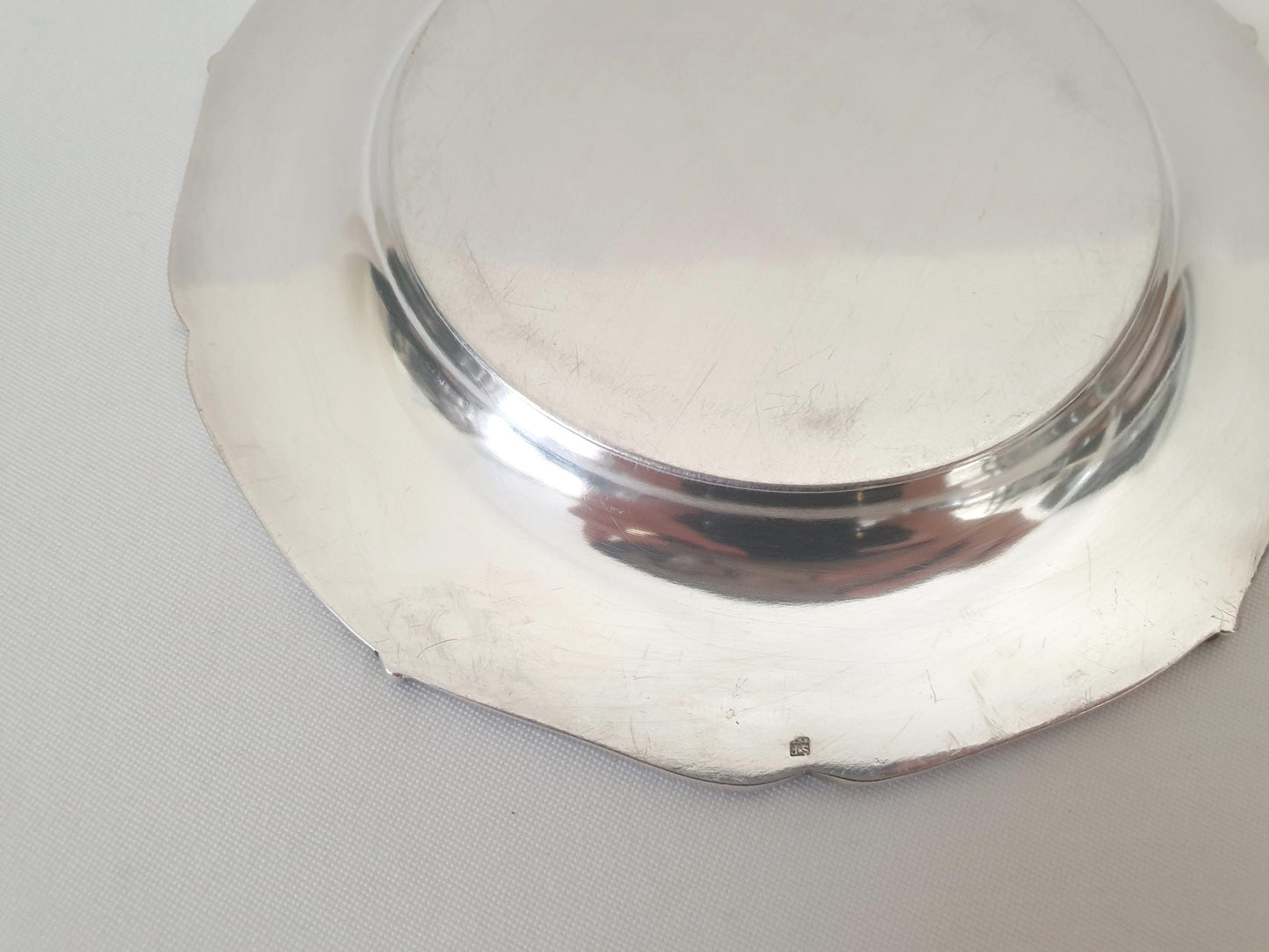 French Small Silver Plated Round Dish in Art Nouveau Design - Small Trinket Dish by Saglier Frères