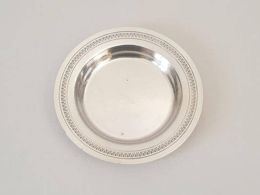 French Silver Plated Small Round Dish - Small Baptism Plate or Kettle Dish - Small Trinket Dish by Noël Collet