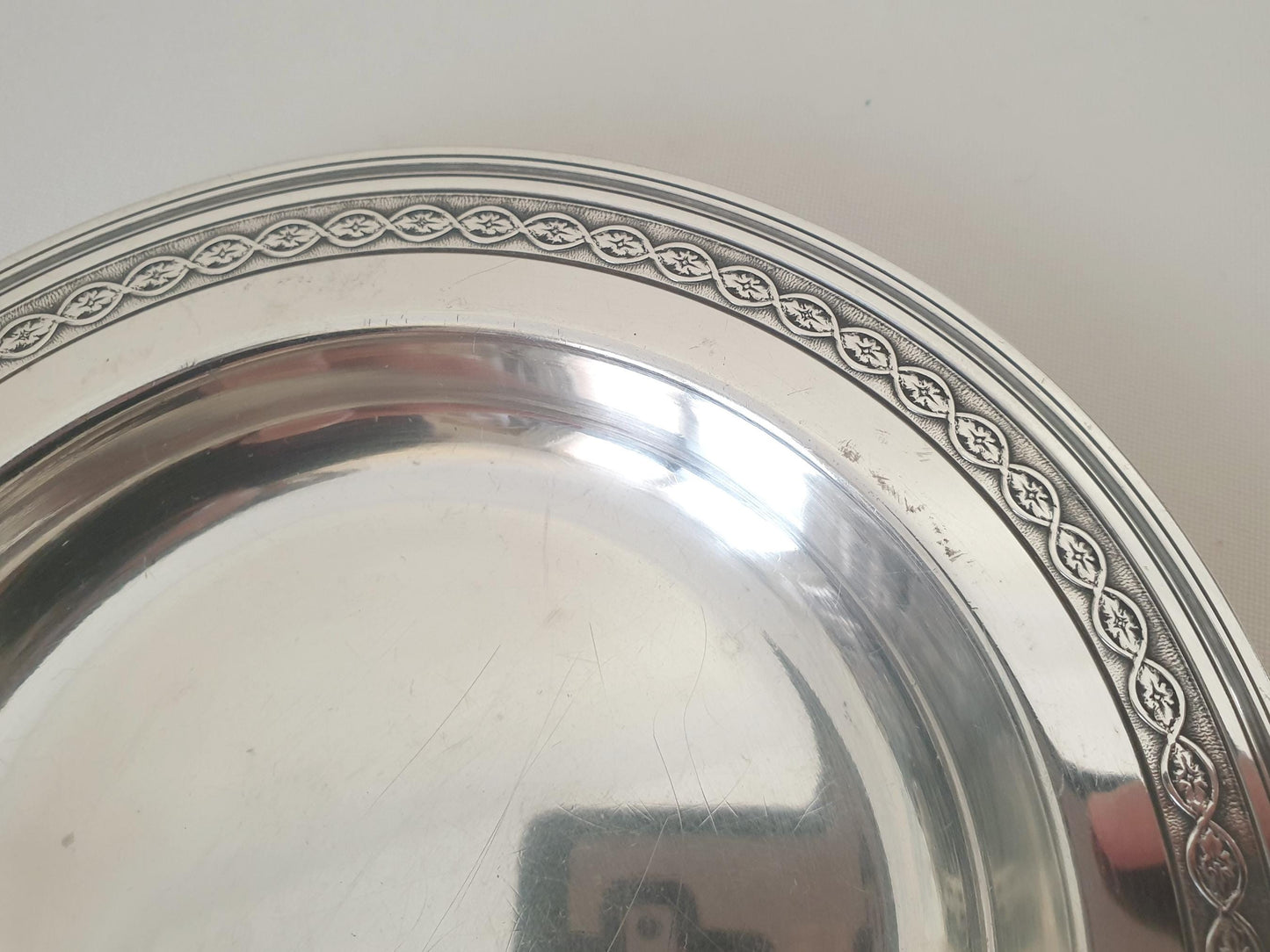 Christofle Vintage Silver Plated Small Round Dish 'Villeroy ' Model - Small Baptism Plate or Kettle Dish - Small Trinket Dish