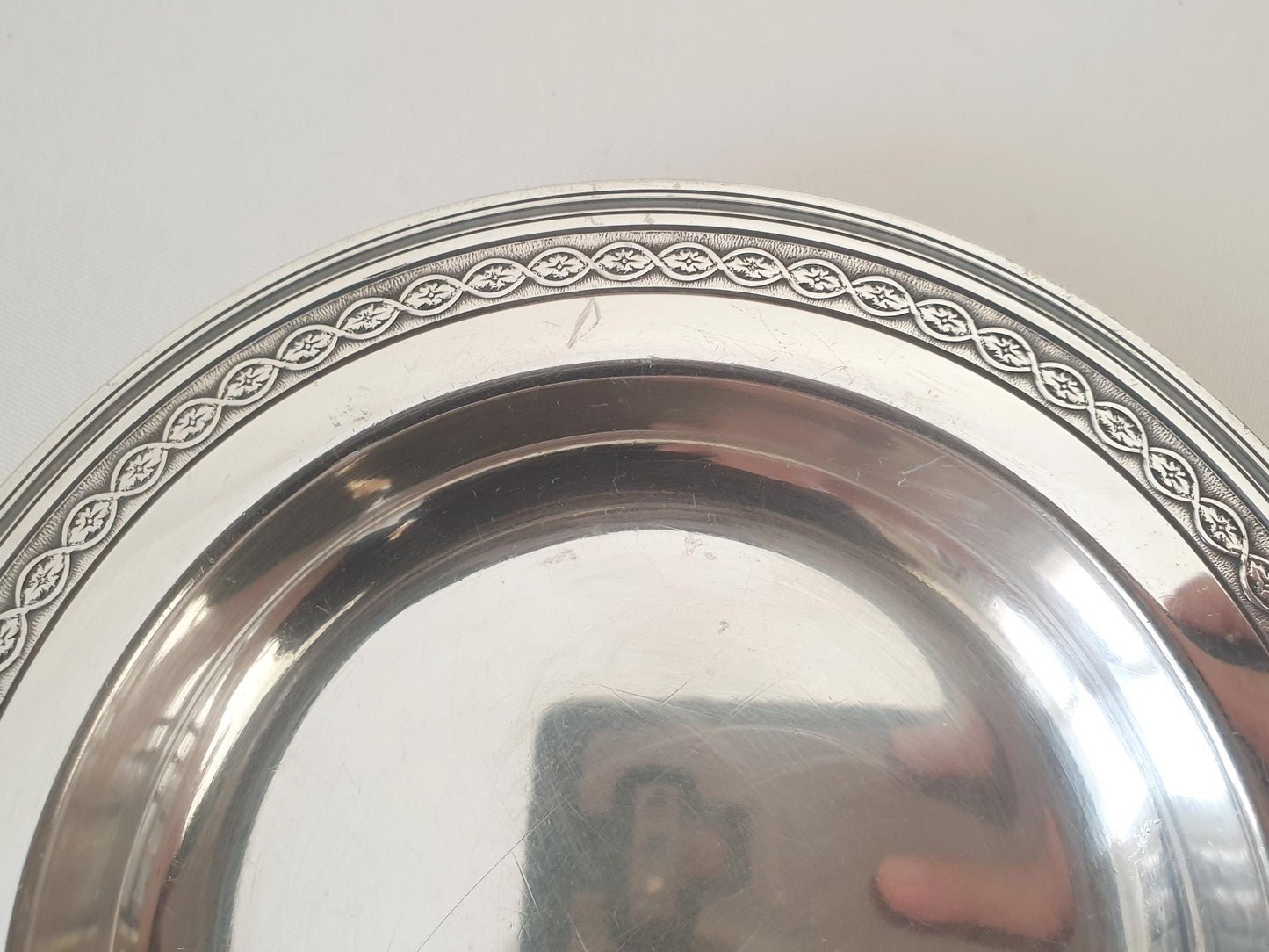 Christofle Vintage Silver Plated Small Round Dish 'Villeroy ' Model - Small Baptism Plate or Kettle Dish - Small Trinket Dish