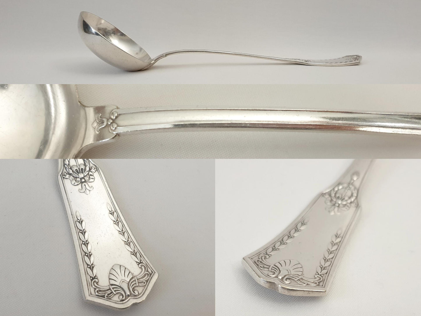 French Vintage Silver Plated Soup Ladle in Empire Style by SFAM