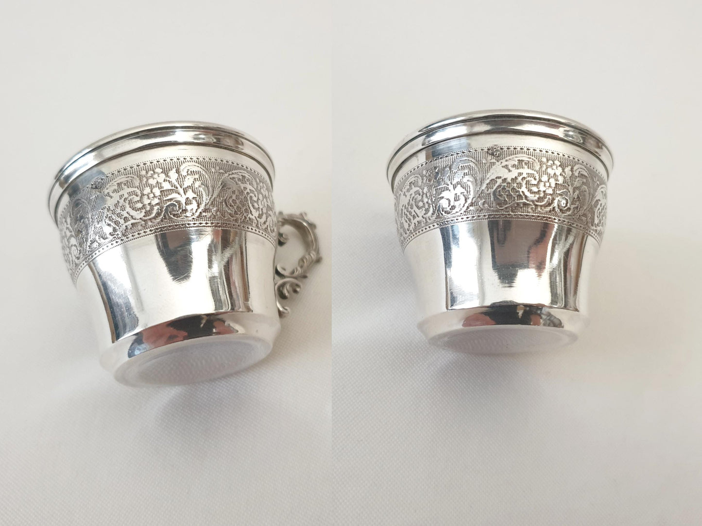 Antique French 950 Silver Espresso Cup and Saucer - Small Demitasse Silver Cup and Saucer