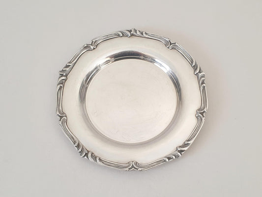 French Small Silver Plated Round Dish in Art Nouveau Design - Small Trinket Dish by Saglier Frères