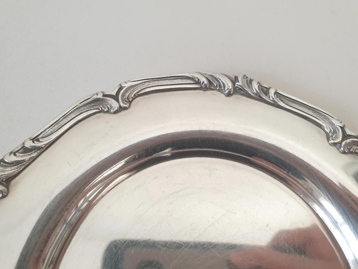 French Small Silver Plated Round Dish in Art Nouveau Design - Small Trinket Dish by Saglier Frères