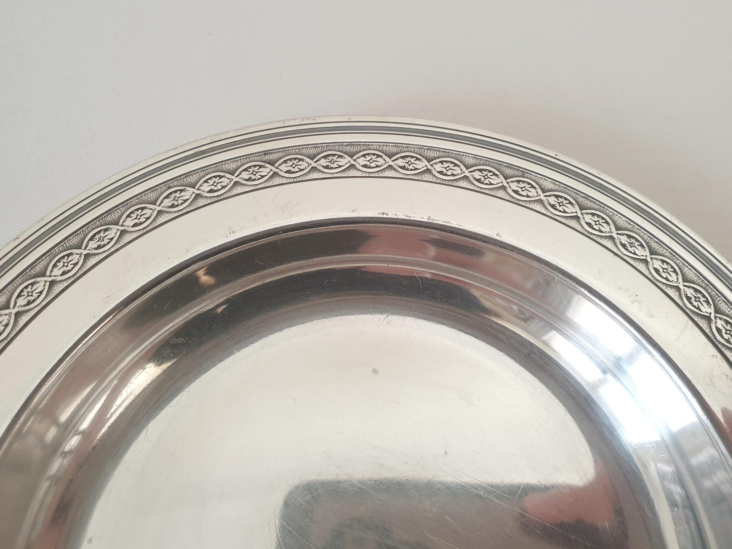 Christofle Vintage Silver Plated Small Round Dish 'Villeroy ' Model - Small Baptism Plate or Kettle Dish - Small Trinket Dish