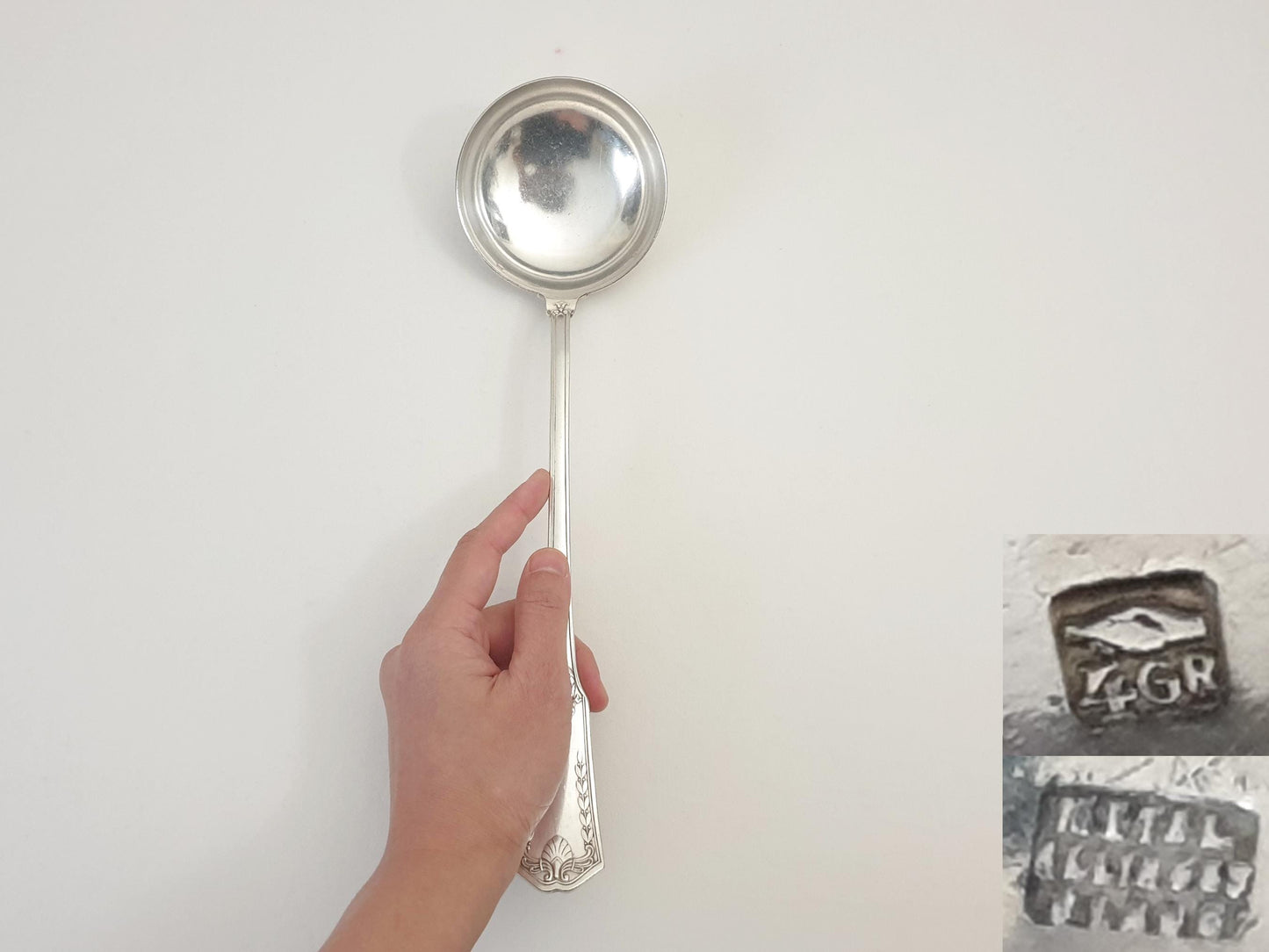 French Vintage Silver Plated Soup Ladle in Empire Style by SFAM