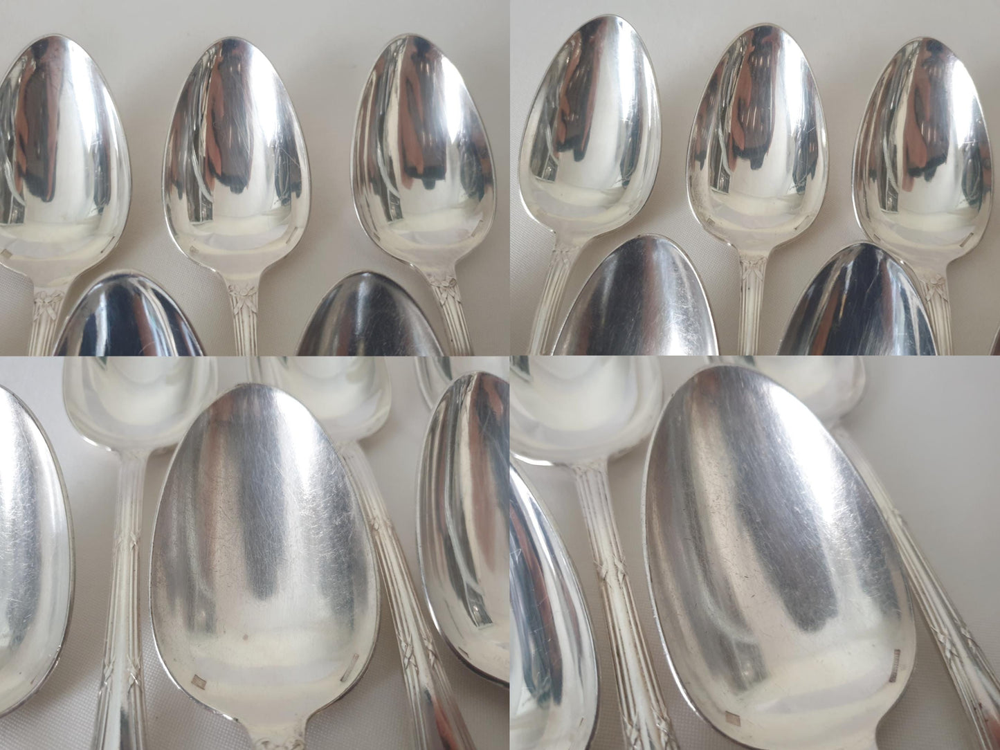 Christofle 12 Silver Plated Table Spoons 'Ribbons' Model - 12 French Christofle Soup Spoons