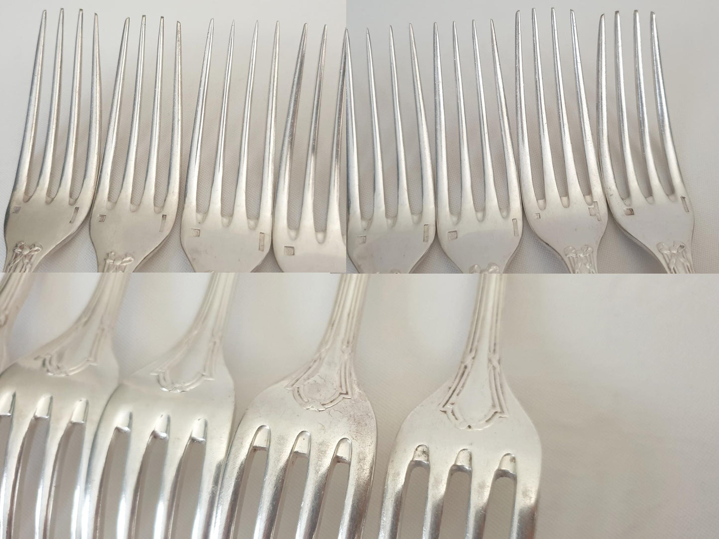 Christofle 12 Silver Plated Table Forks 'Ribbons' Model - 12 French Christofle Dinner Forks