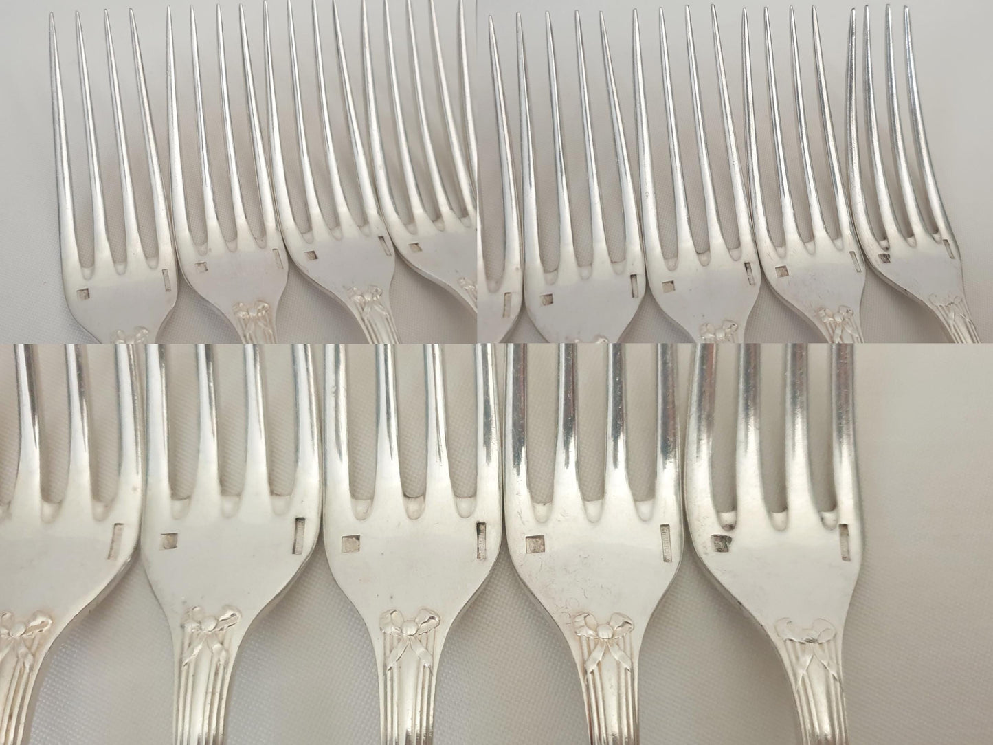 Christofle 12 Silver Plated Table Forks 'Ribbons' Model - 12 French Christofle Dinner Forks