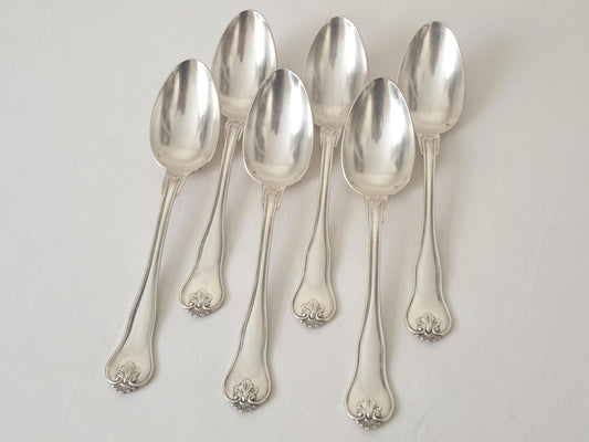 Christofle Alfenide 6 Silver Plated Table Spoons in Louis XVI Style - 6 French Christofle Soup Spoons