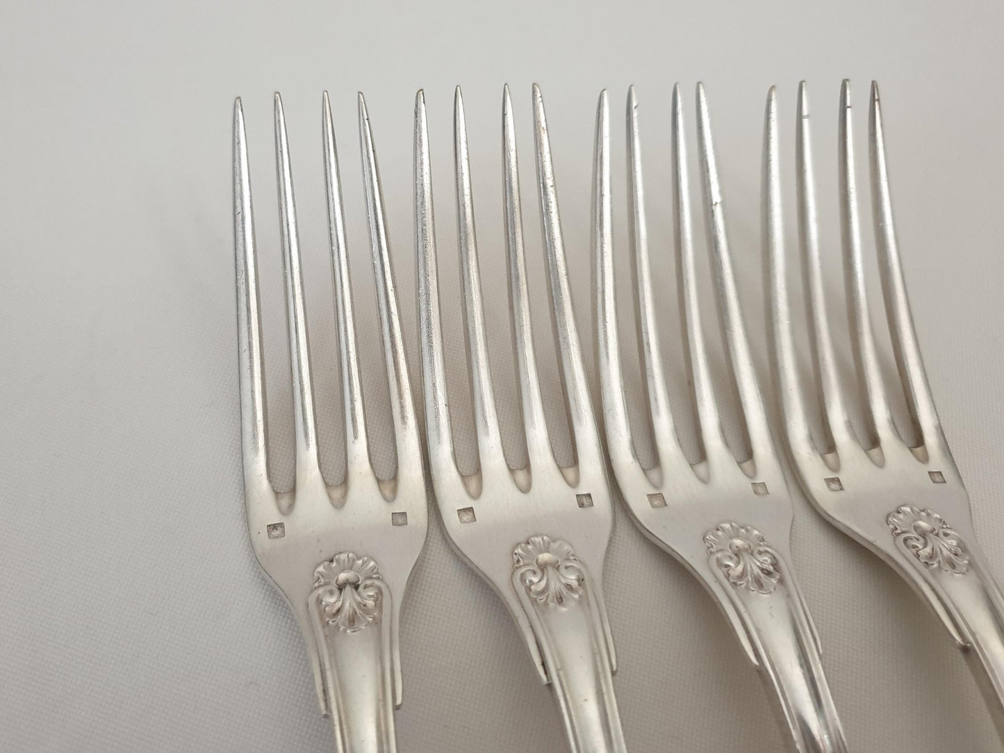 Christofle Alfenide 4 Silver Plated Table Forks in Louis XVI Style - 4 French Christofle Dinner Forks