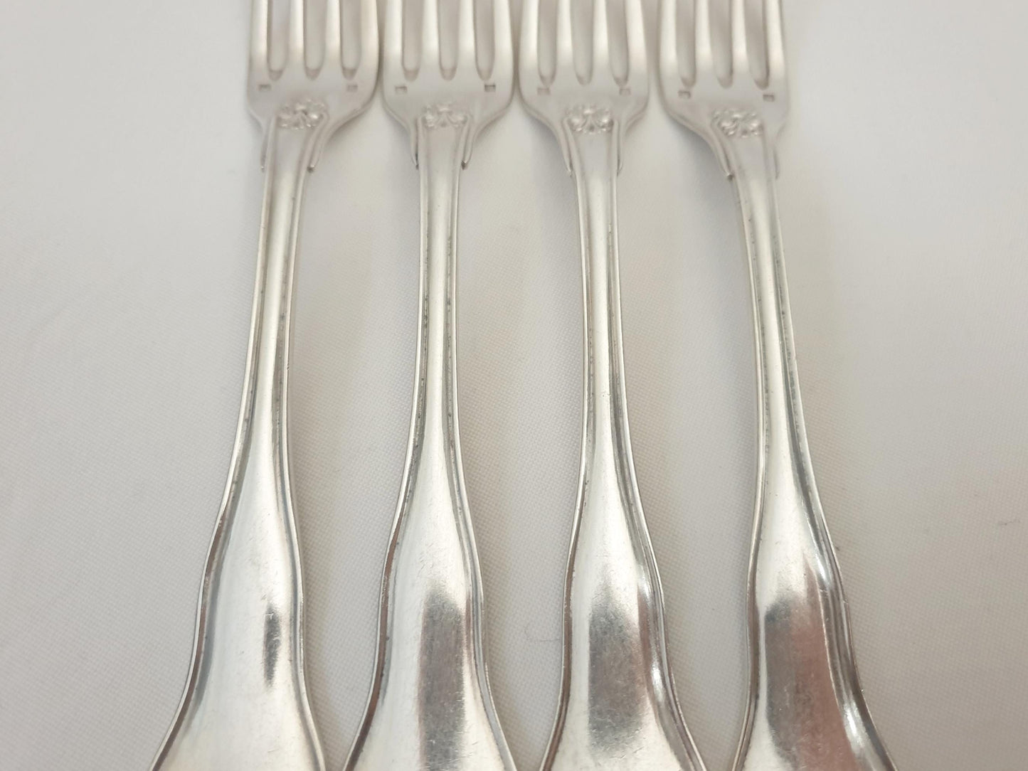 Christofle Alfenide 4 Silver Plated Table Forks in Louis XVI Style - 4 French Christofle Dinner Forks