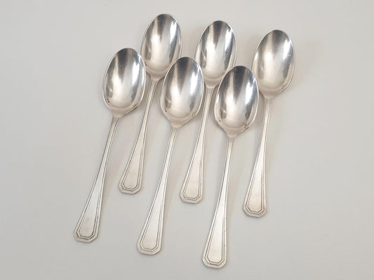 Christofle Alfenide 6 Silver Plated Table Spoons Art Deco 'Tosca' Model - 6 French Christofle Soup Spoons