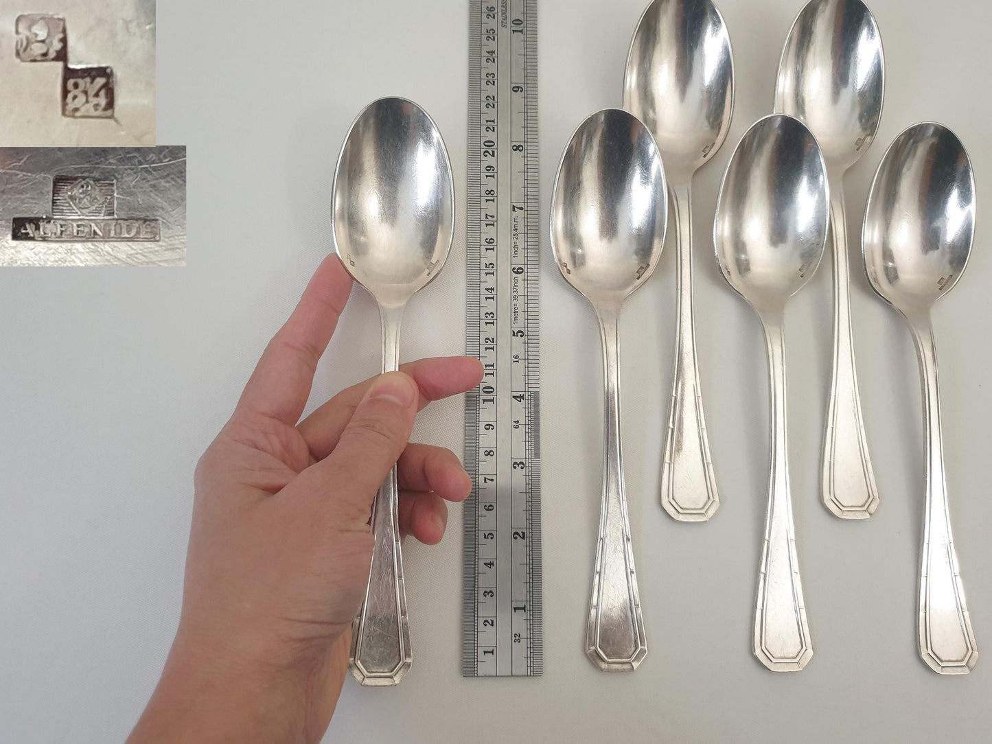 Christofle Alfenide 6 Silver Plated Table Spoons Art Deco 'Tosca' Model - 6 French Christofle Soup Spoons