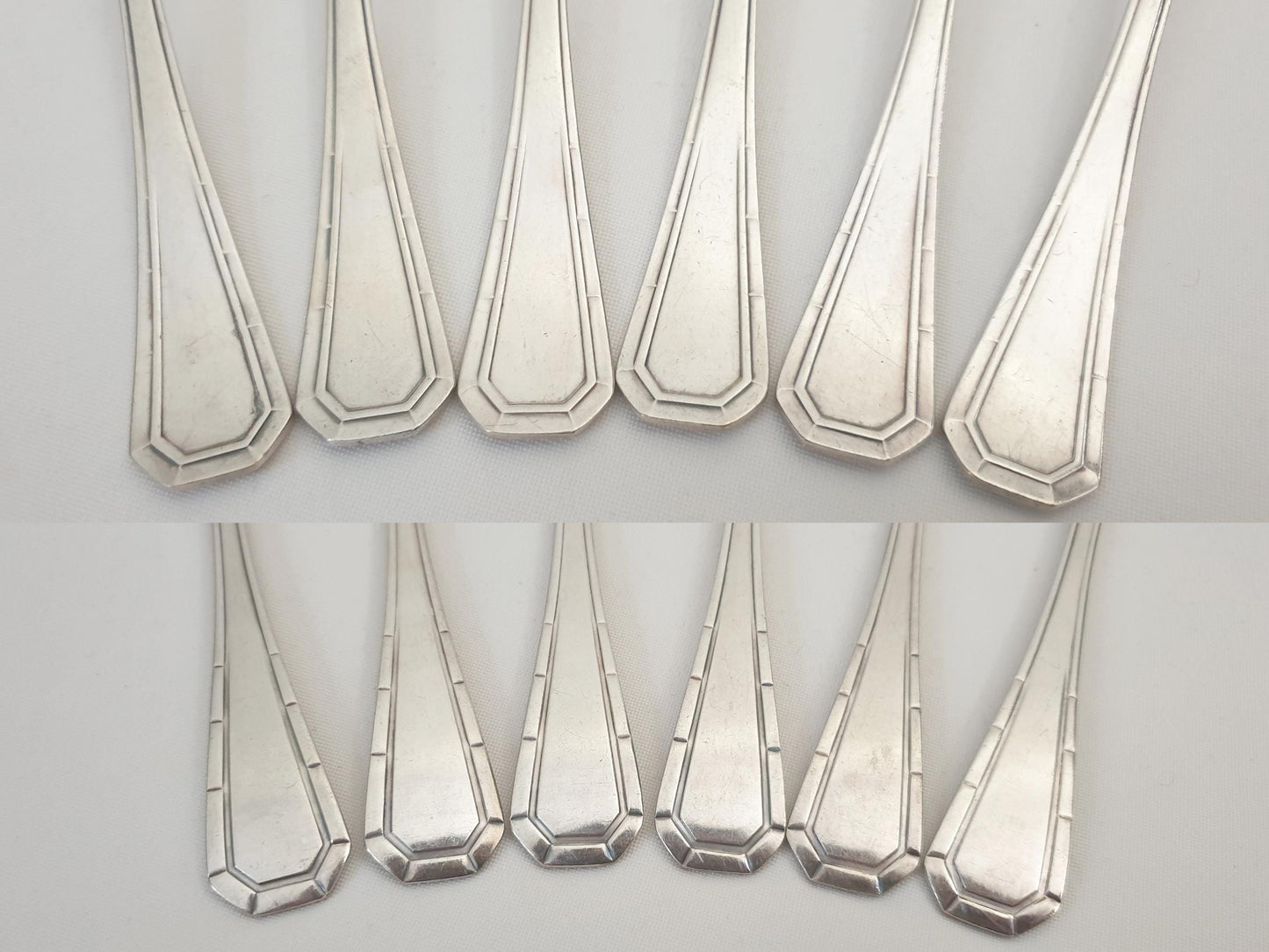 Christofle Alfenide 6 Silver Plated Table Spoons Art Deco 'Tosca' Model - 6 French Christofle Soup Spoons