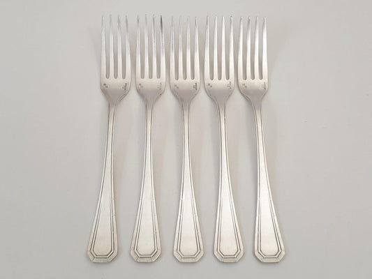 Christofle Alfenide 5 Silver Plated Table Forks Art Deco 'Tosca' Model - 5 French Christofle Dinner Forks