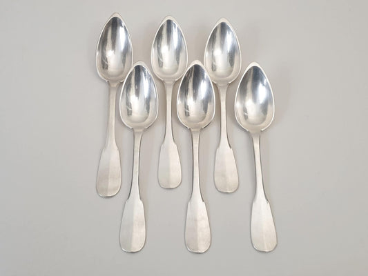 Lamy & Lacroix for Christofle 6 Old Pointed Table Spoons - 6 French Christofle Spoons